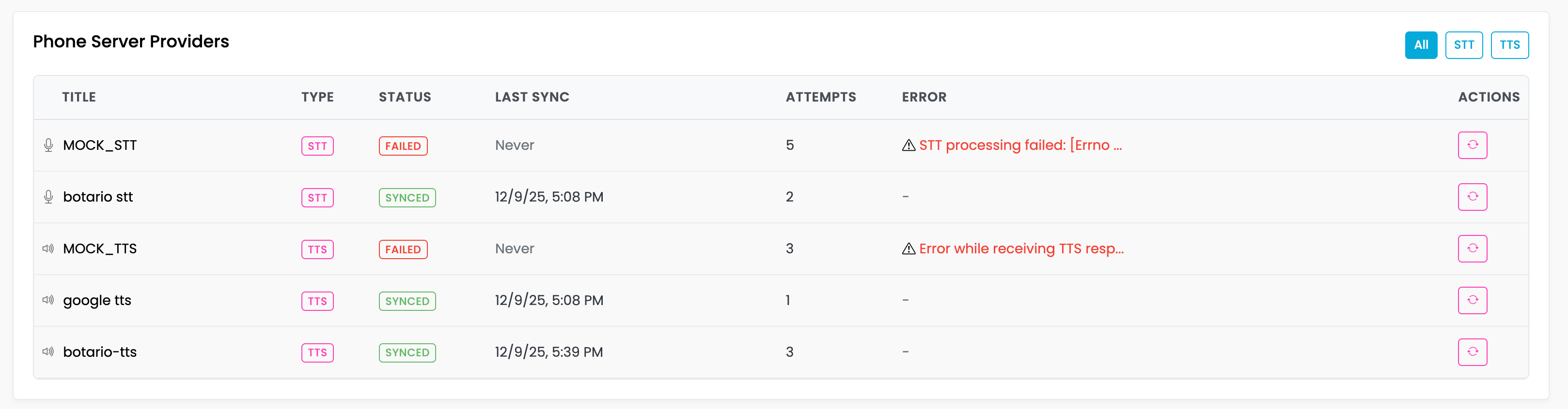 PhoneServer Providers