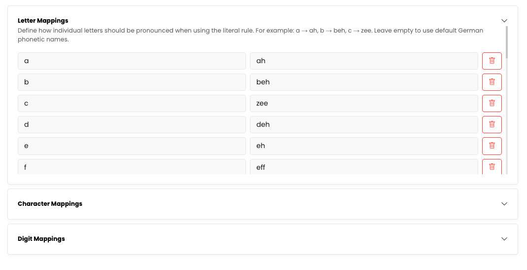 Literal Mappings